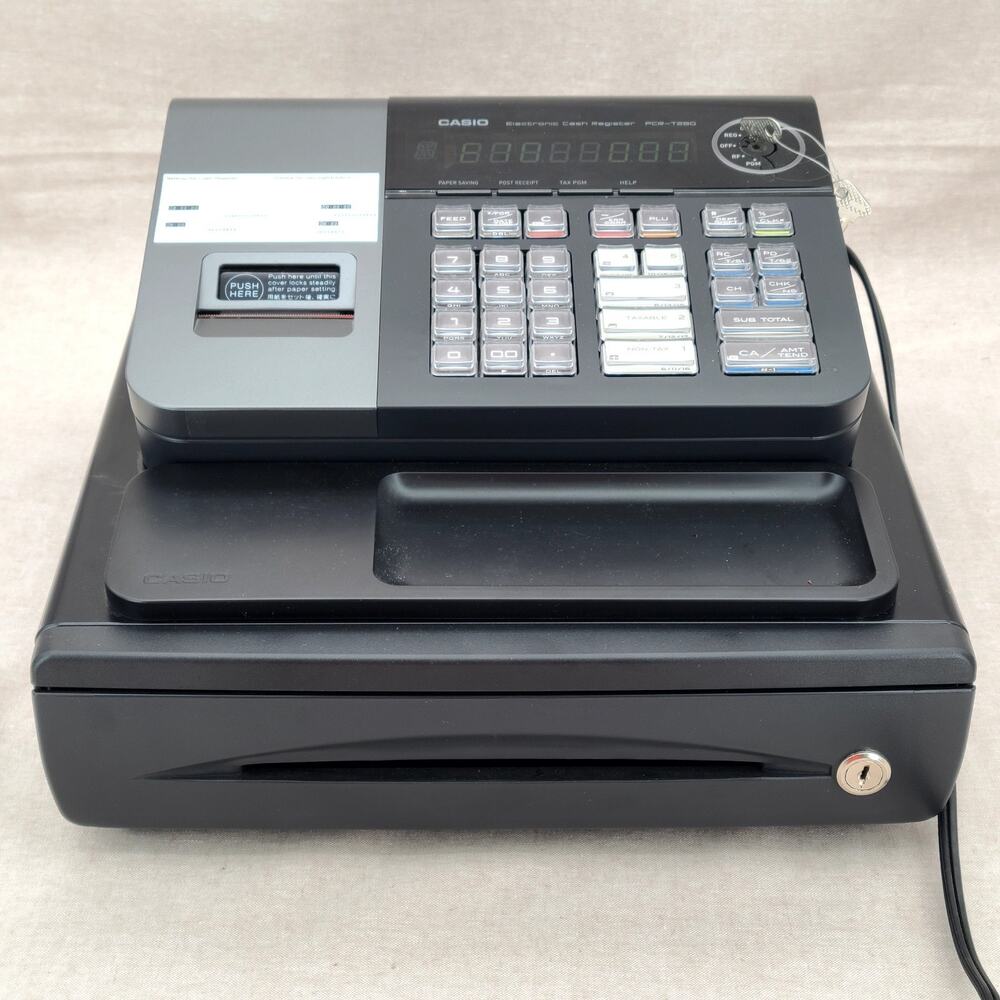 Casio PCR-T280 Electronic Cash Register Antimicrobial Keyboard Black New in Box